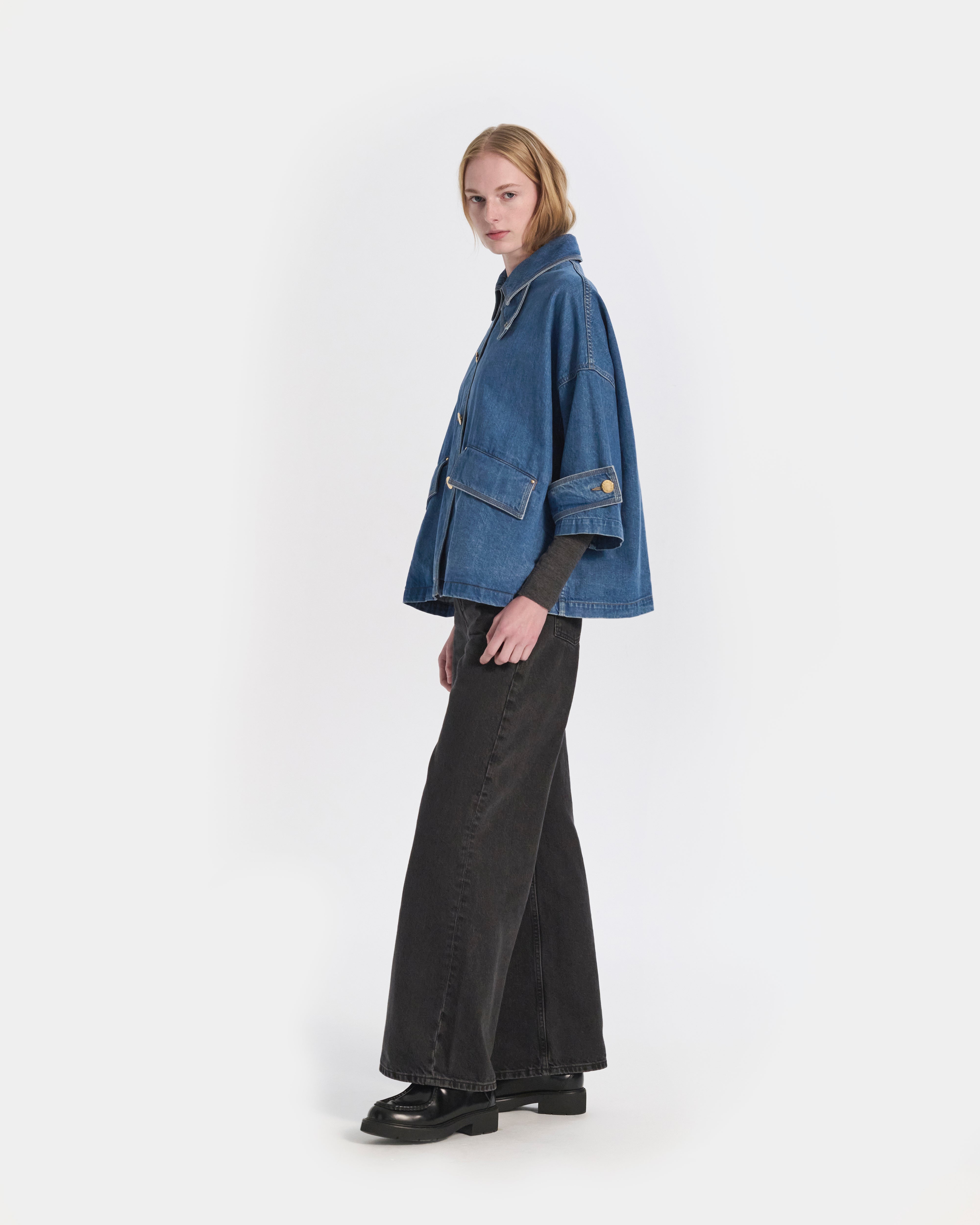 Humbie Cropped Sleeve Denim Jacket