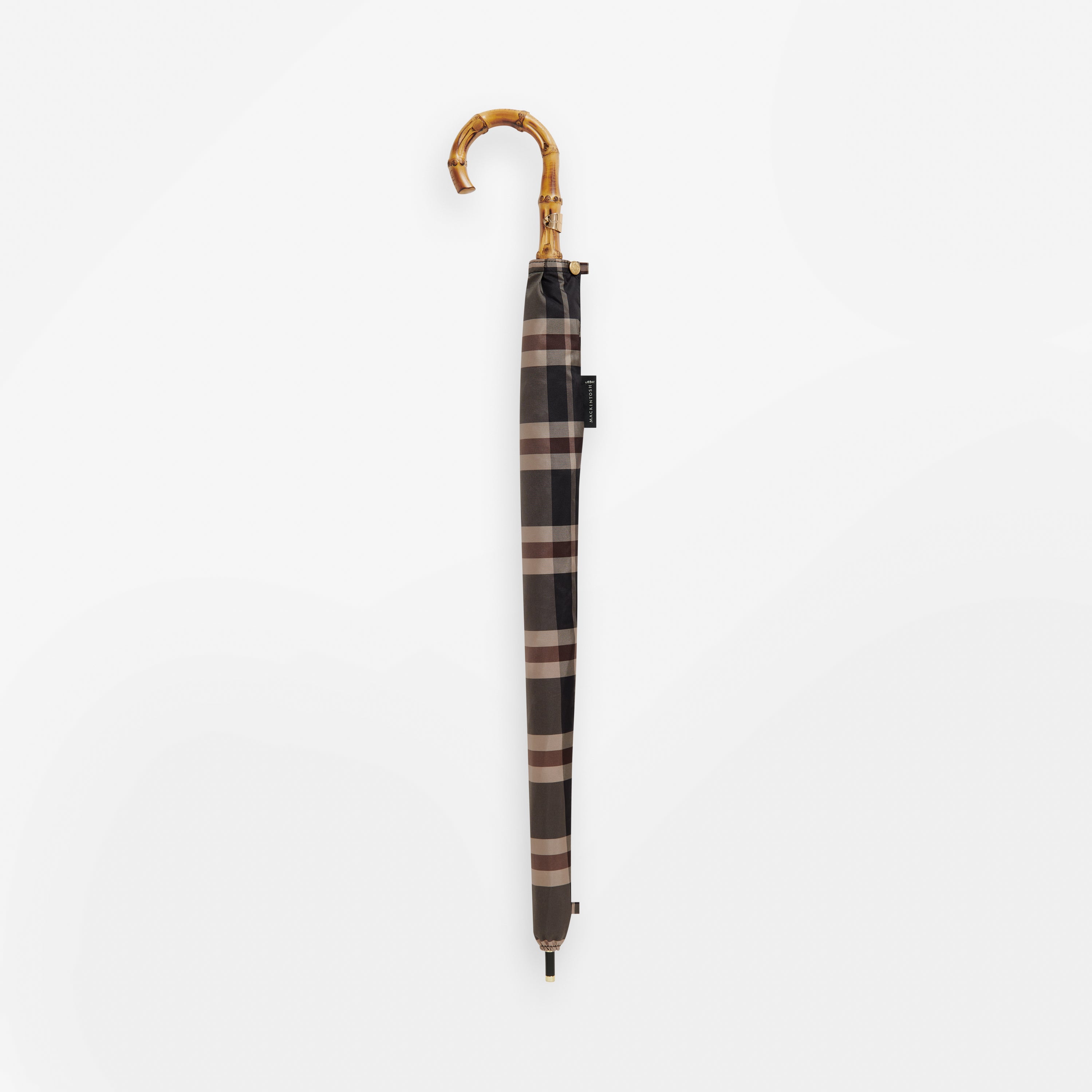 Heriot Whangee Handle Stick Umbrella Check Thomas Mason Check