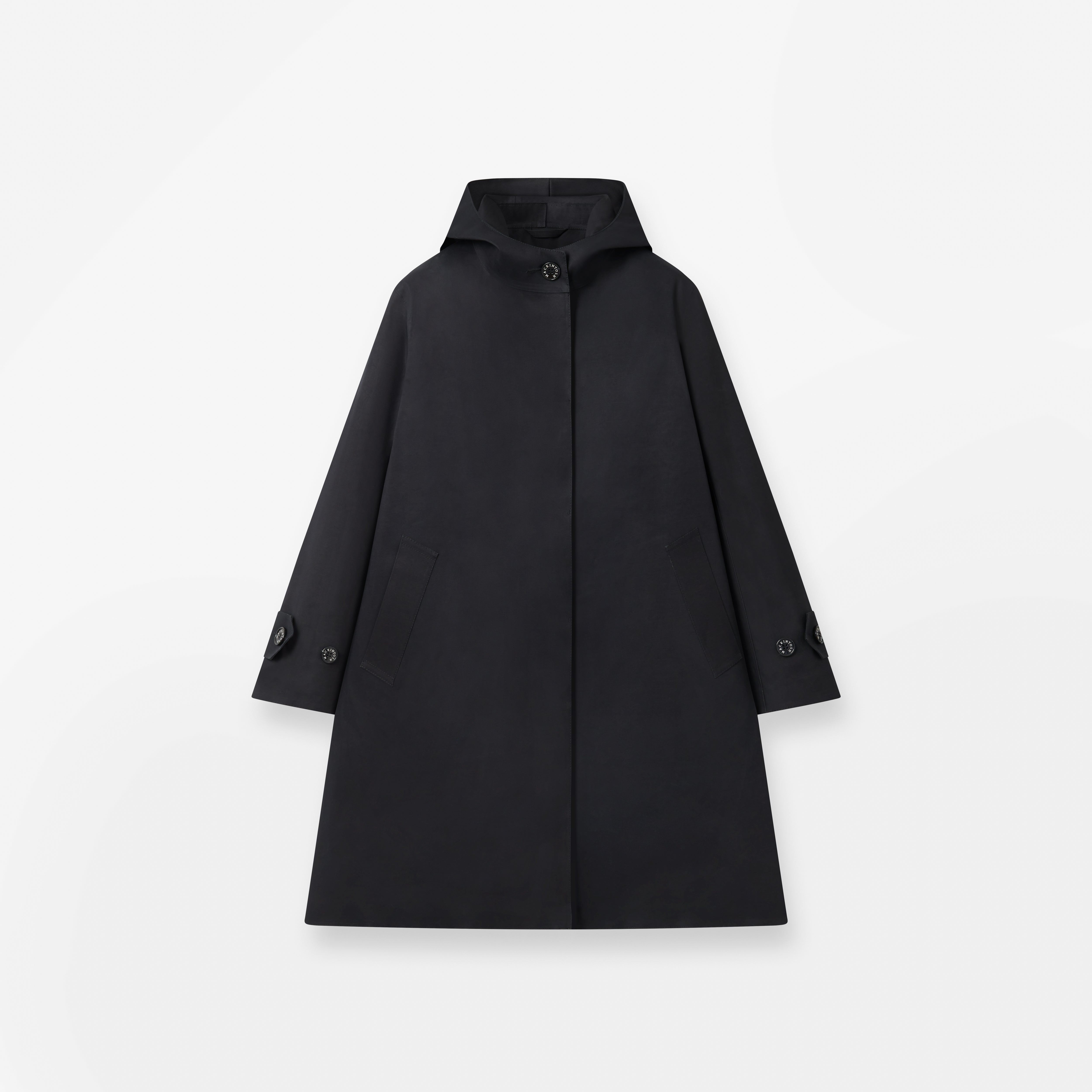 Watten Rubberised Hooded 3/4 Length Coat Black